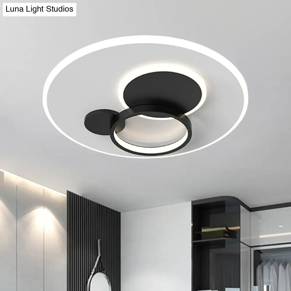 Circle Flush Mounted Led Light Fixture - 16’/19.5’ Diameter Simple Metal Design Black/Gold