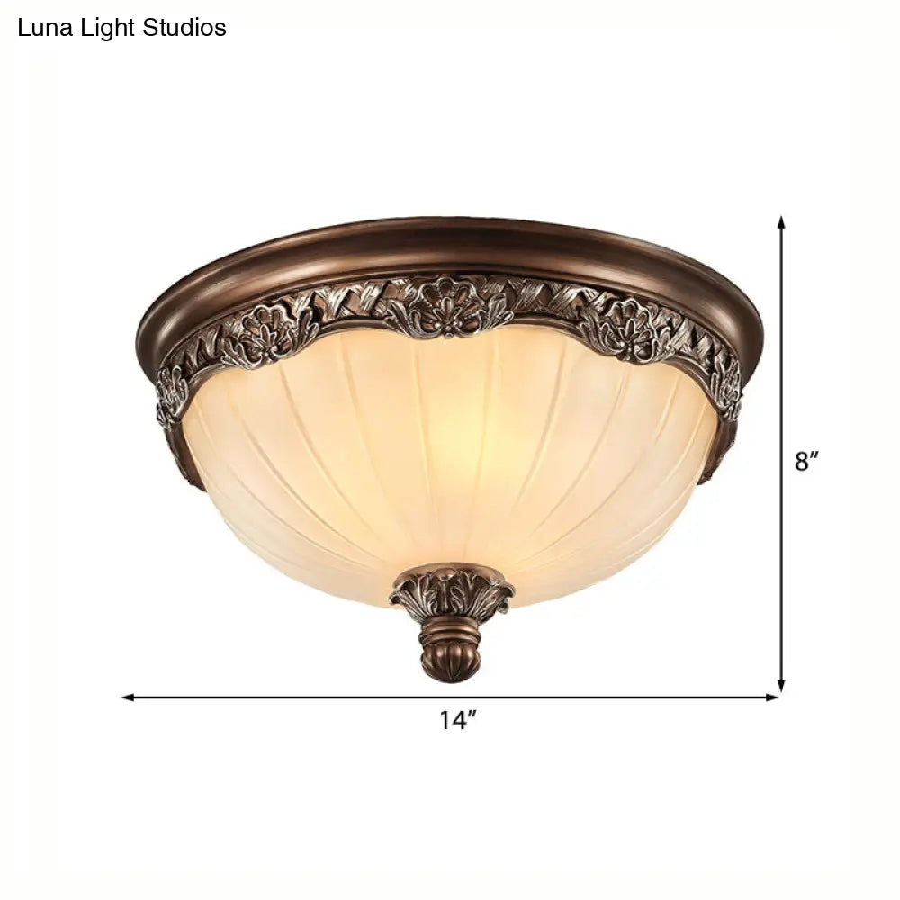 Classic Black Flush Ceiling Light With Frosted Glass Shade - 3 Lights 14’/18’ Wide