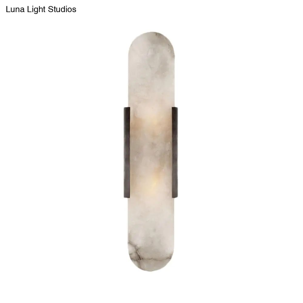 Colonial Gold/Black Marble Wall Sconce Lighting For Dining Room - 2 Bulbs Bar Flush Mount