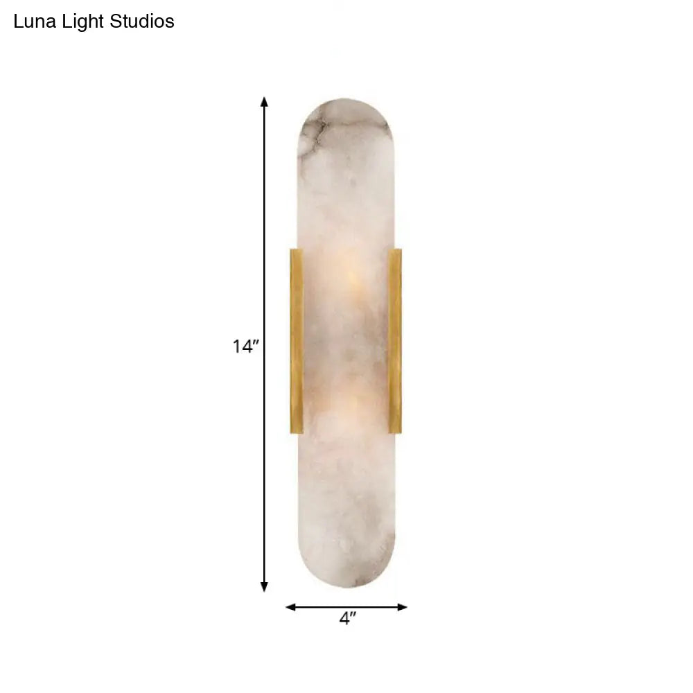 Colonial Gold/Black Marble Wall Sconce Lighting For Dining Room - 2 Bulbs Bar Flush Mount