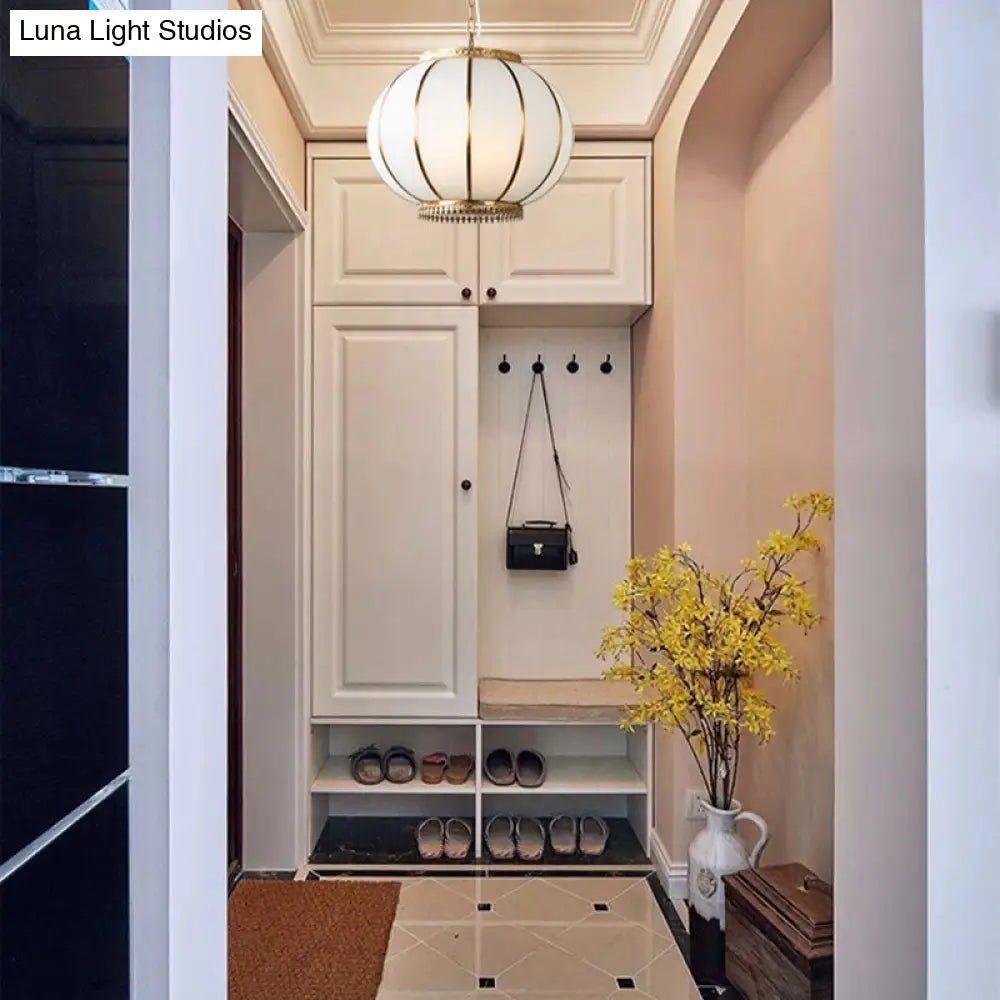 Colonial Lantern Pendant Chandelier For Bedroom White Glass 16/19.5 Width 3/6 Heads