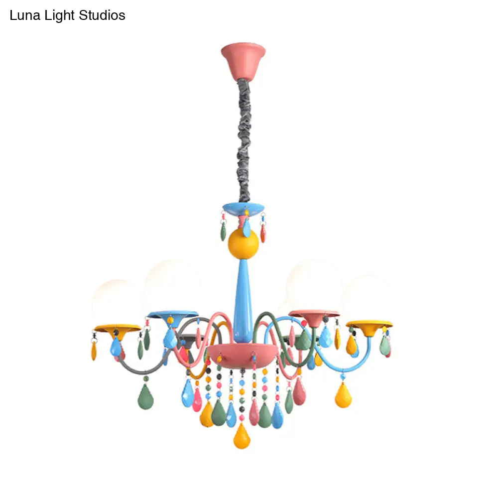 Colorful Curved Chandelier Lights: Pink And Yellow Metallic Pendant Lamp With Or Without Shade