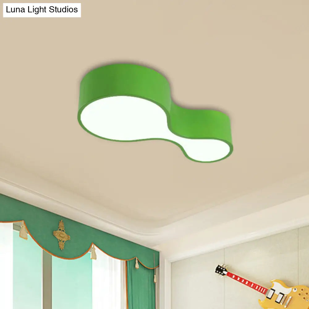 Colorful Led Flush Mount Lamp For Kids’ Corridors - Red/Yellow/Blue Finish With Gourd Acrylic Shade