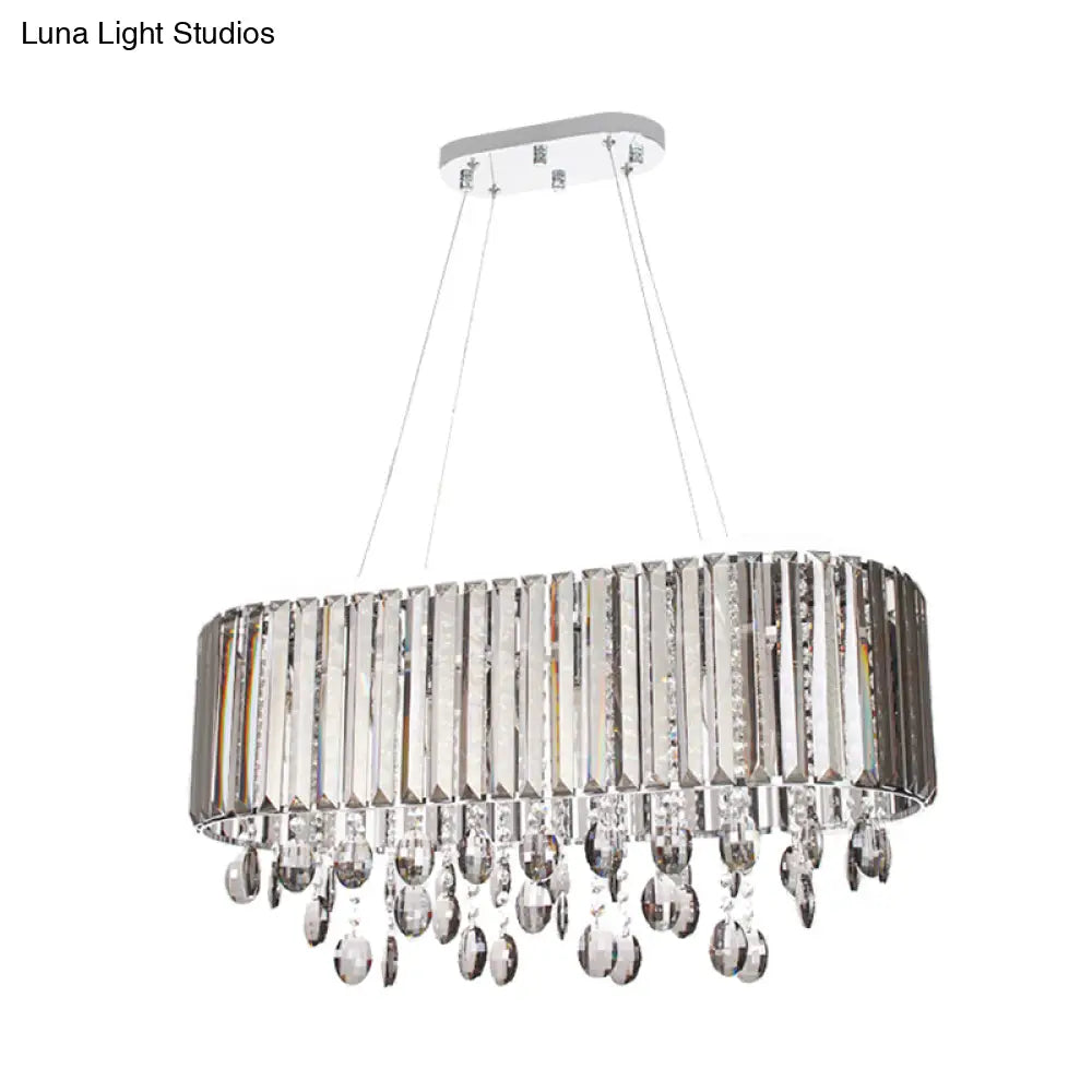 Contemporary 6-Head Living Room Chandelier With Crystal Shade
