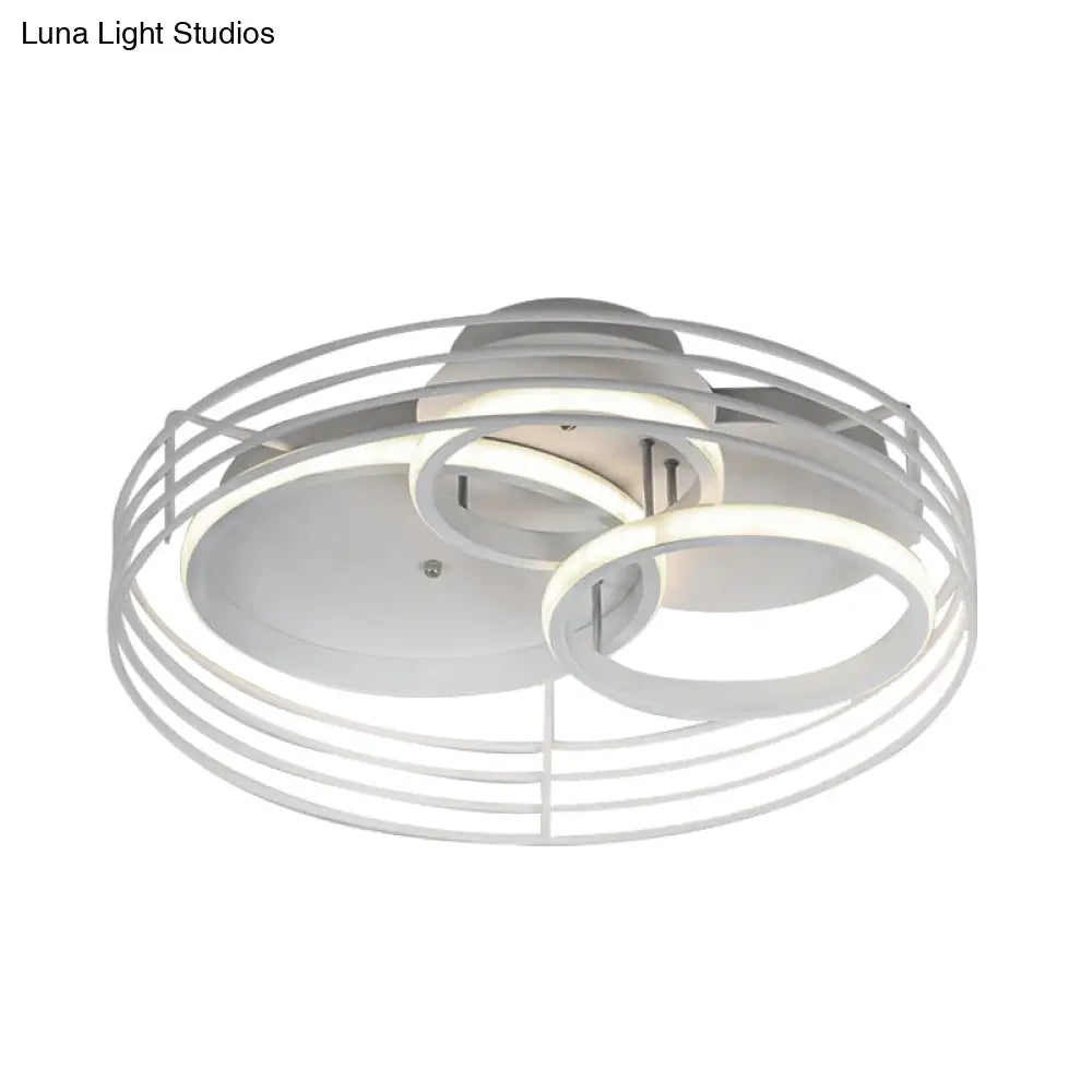 Contemporary Acrylic Flush Mount Ceiling Light With Overlapping Rings - 16’/19.5’ Wide Led