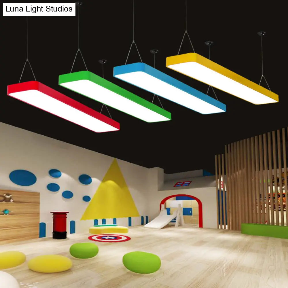 Contemporary Acrylic Led Rectangle Chandelier Light Kit For Playroom Ceiling