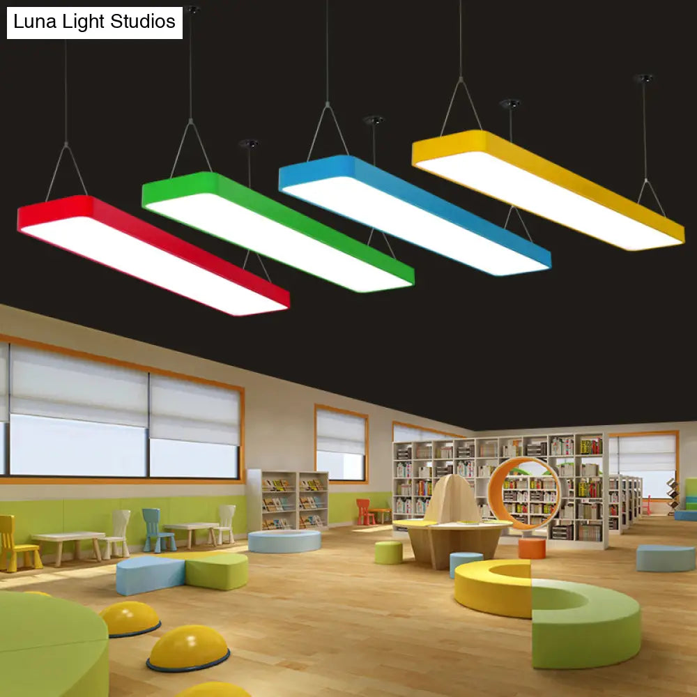 Contemporary Acrylic Led Rectangle Chandelier Light Kit For Playroom Ceiling