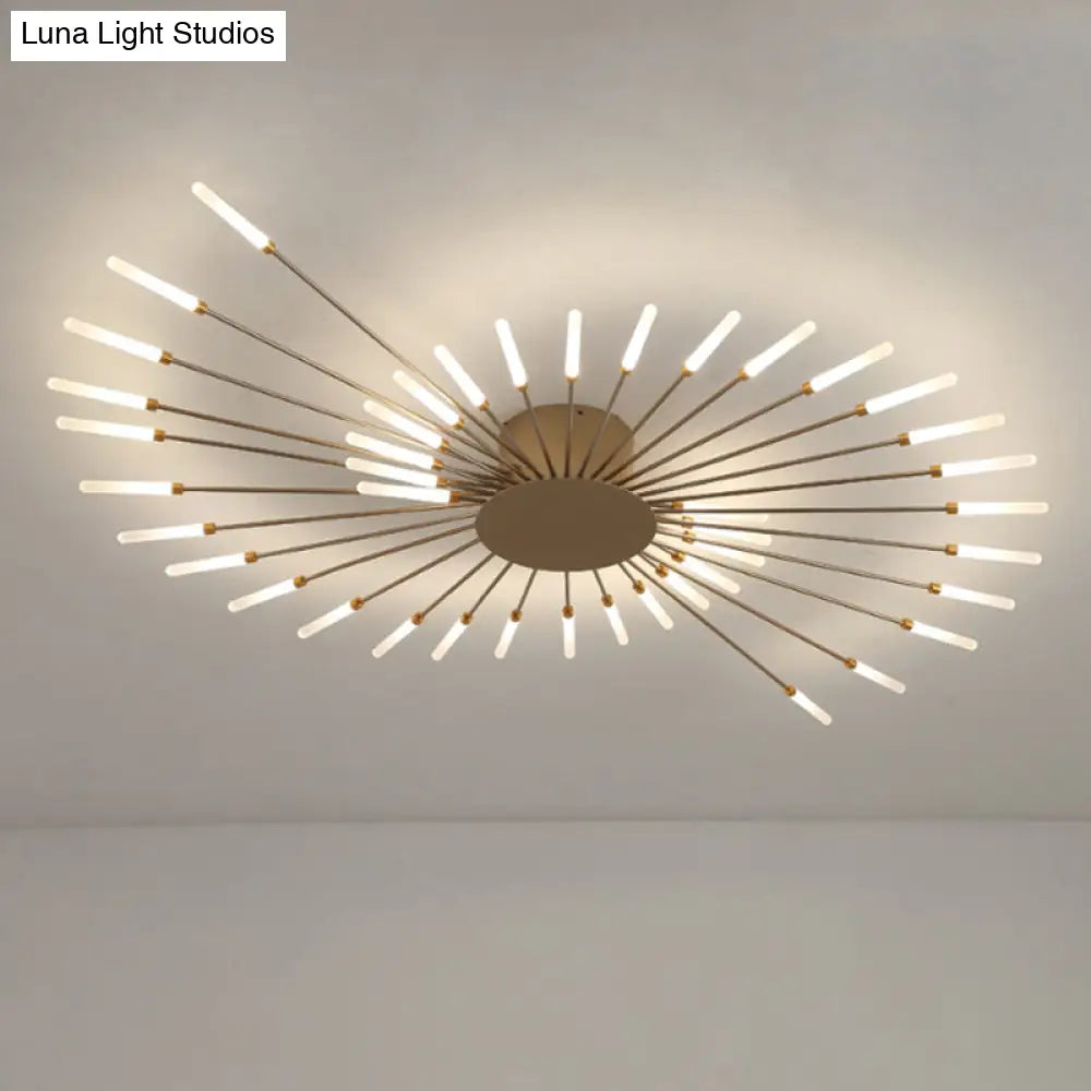 Contemporary Black/Gold Ceiling Light Fixture With Acrylic Led For Bedroom - Semi Flush Mounted