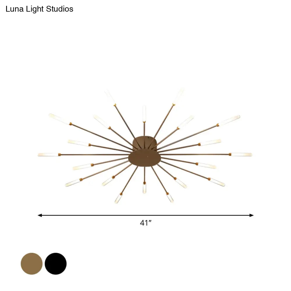 Contemporary Black/Gold Ceiling Light Fixture With Acrylic Led For Bedroom - Semi Flush Mounted