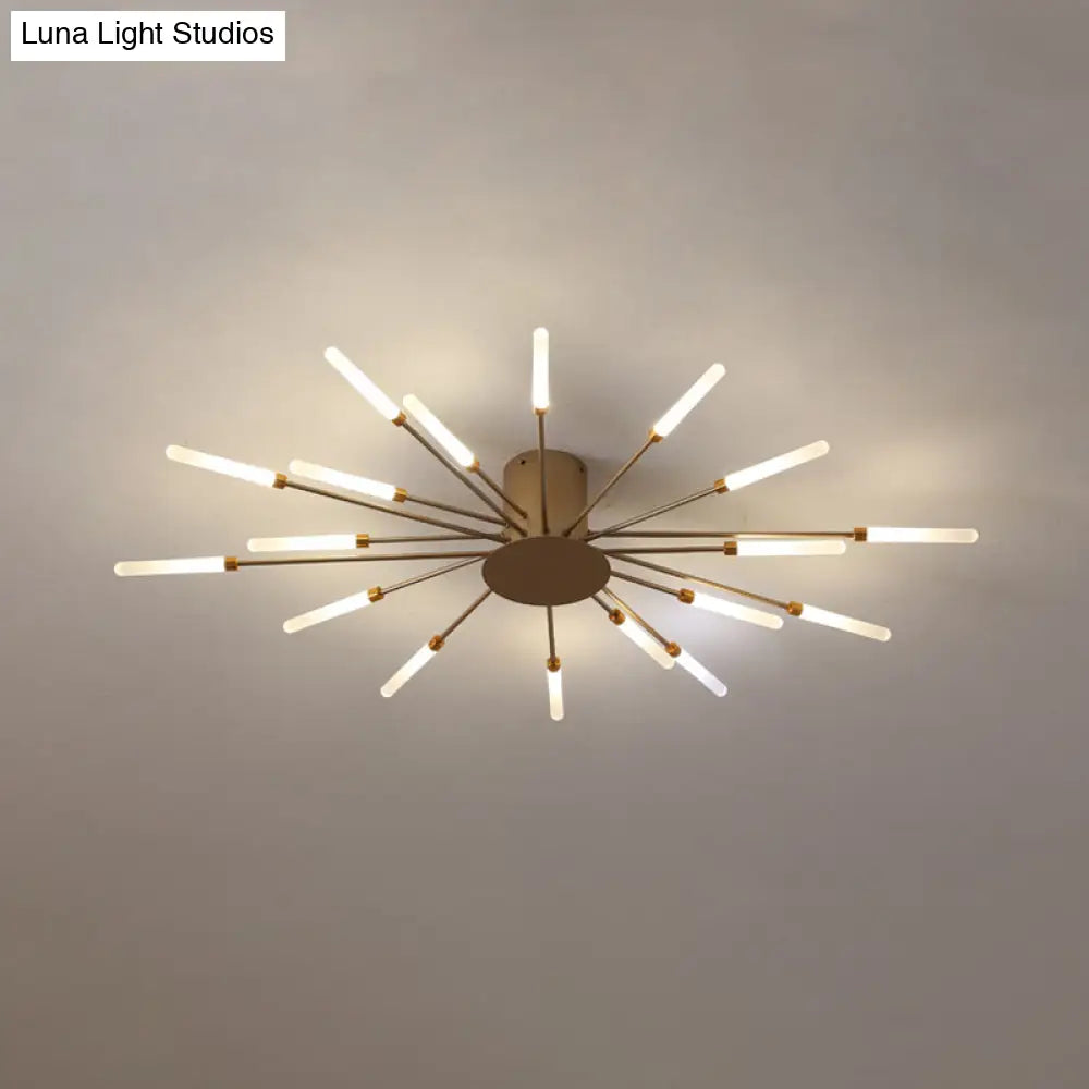 Contemporary Black/Gold Ceiling Light Fixture With Acrylic Led For Bedroom - Semi Flush Mounted
