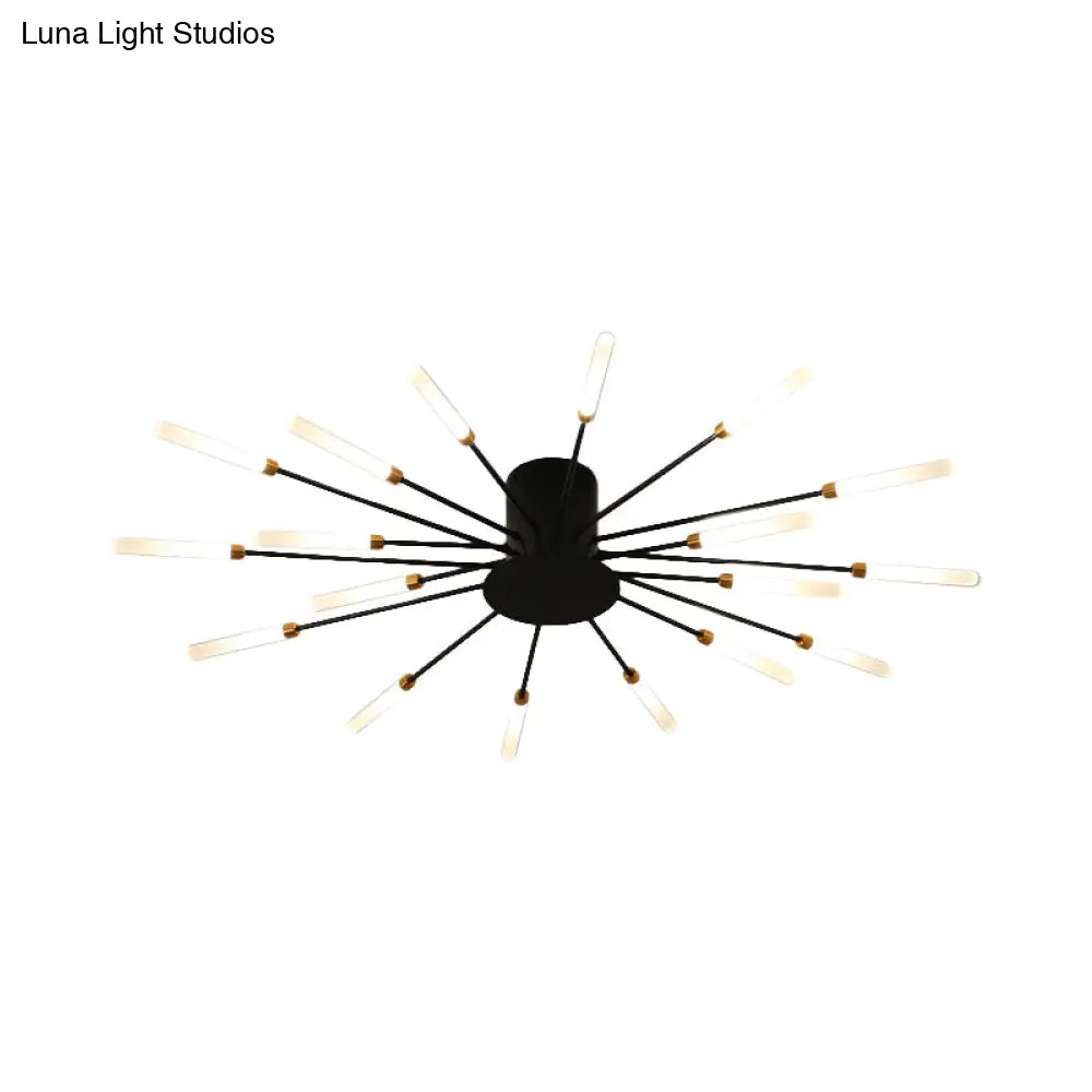 Contemporary Black/Gold Ceiling Light Fixture With Acrylic Led For Bedroom - Semi Flush Mounted