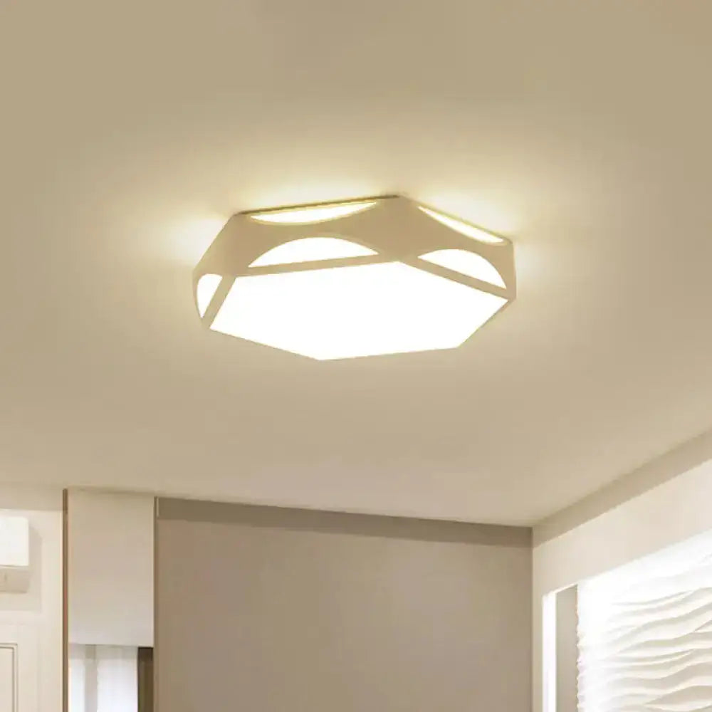 Contemporary Black/White Hexagon Led Flush Light Ceiling Mount White / Without Remote