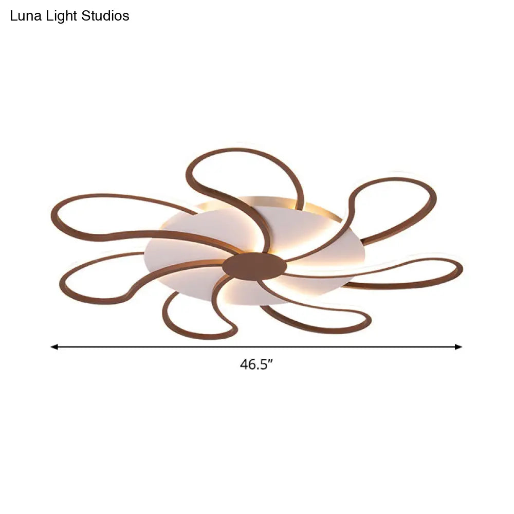Contemporary Brown Acrylic Flush Light Fixture - Flower Design 5/6/7 Heads Ceiling Mounted