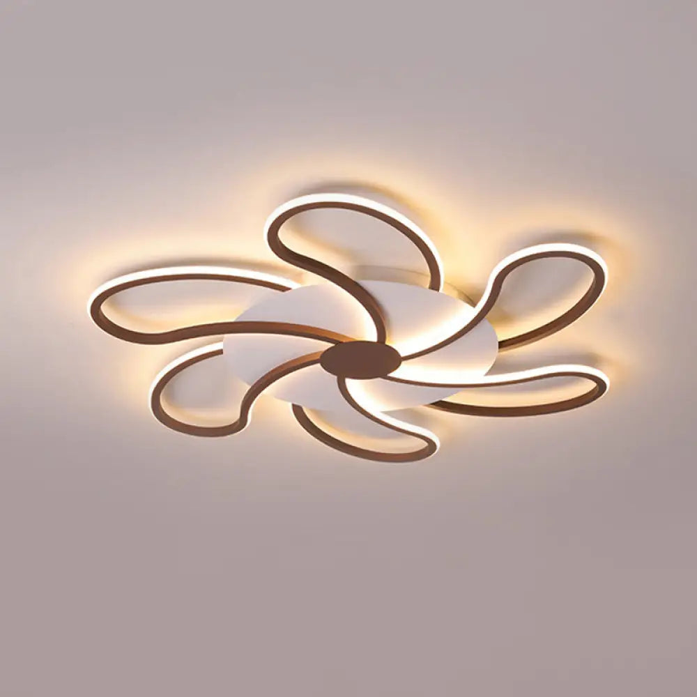 Contemporary Brown Acrylic Flush Light Fixture - Flower Design 5/6/7 Heads Ceiling Mounted