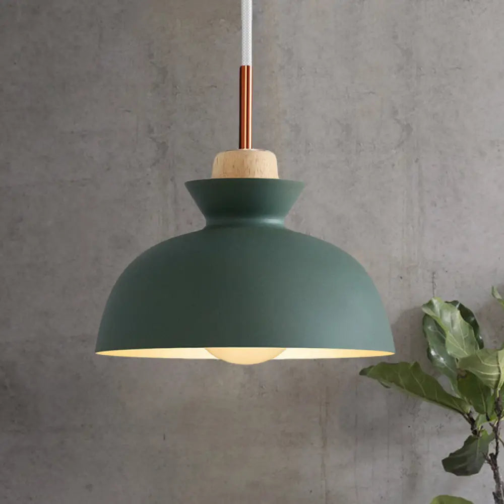 Contemporary Dome/Cone Metal Pendant Light - Grey/Yellow/Green Green / Dome