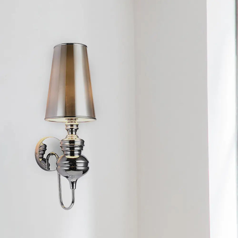 Contemporary Fabric Barrel Wall Mount Light - Bedroom Sconce (Black/Silver/White) Silver