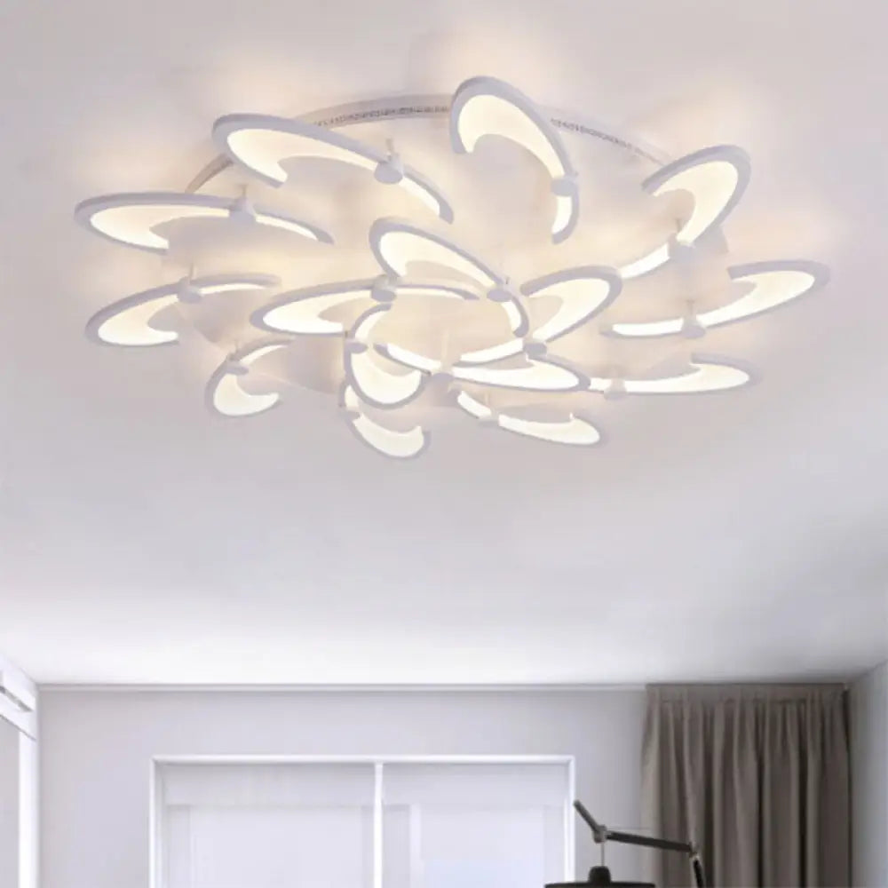 Contemporary Floral Led Ceiling Light Fixture In Warm/White/Natural With 3/6/9 Lights 15 / White
