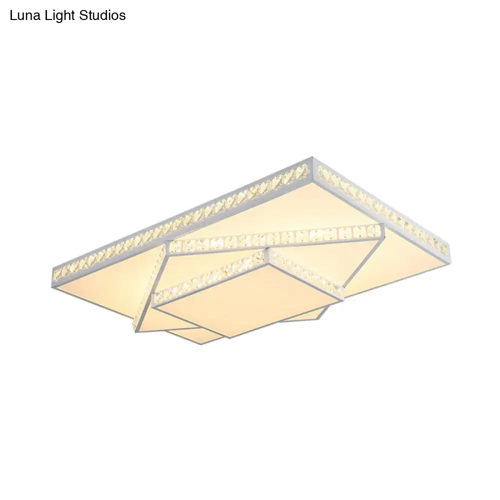 Contemporary Geometric Crystal Ceiling Light With Remote Control Dimming - Led Flush Mount Multiple
