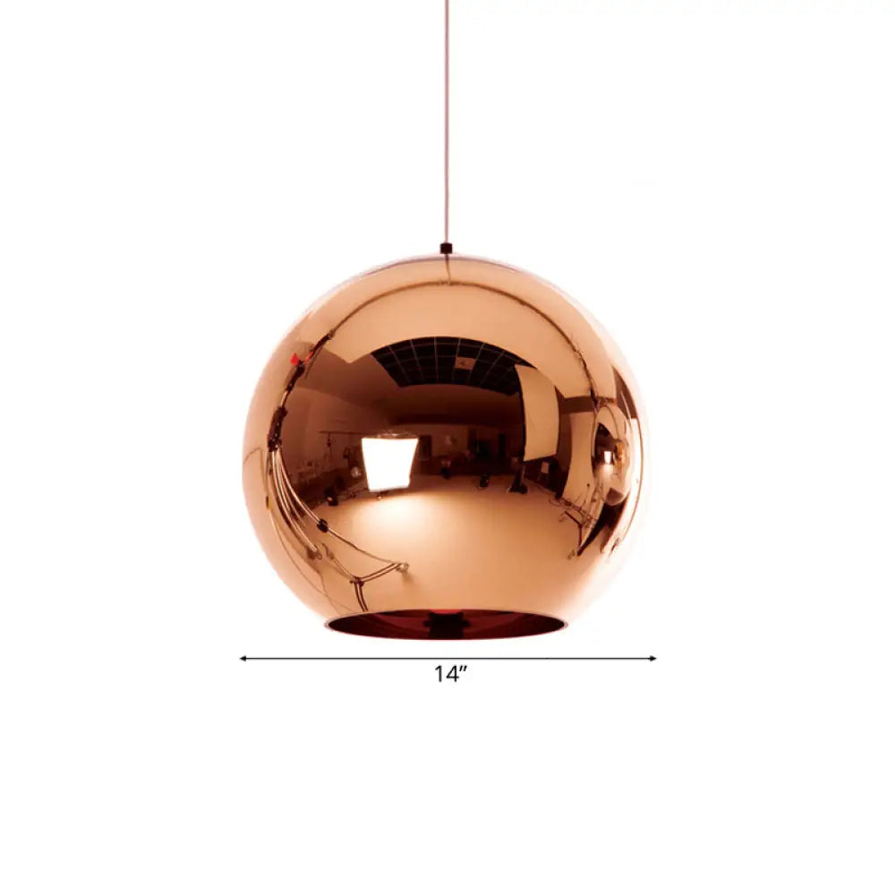 Contemporary Glass Mirror Ball Pendant Light - Chrome/Gold/Rose Gold 6/8/10 Width Hanging Ceiling