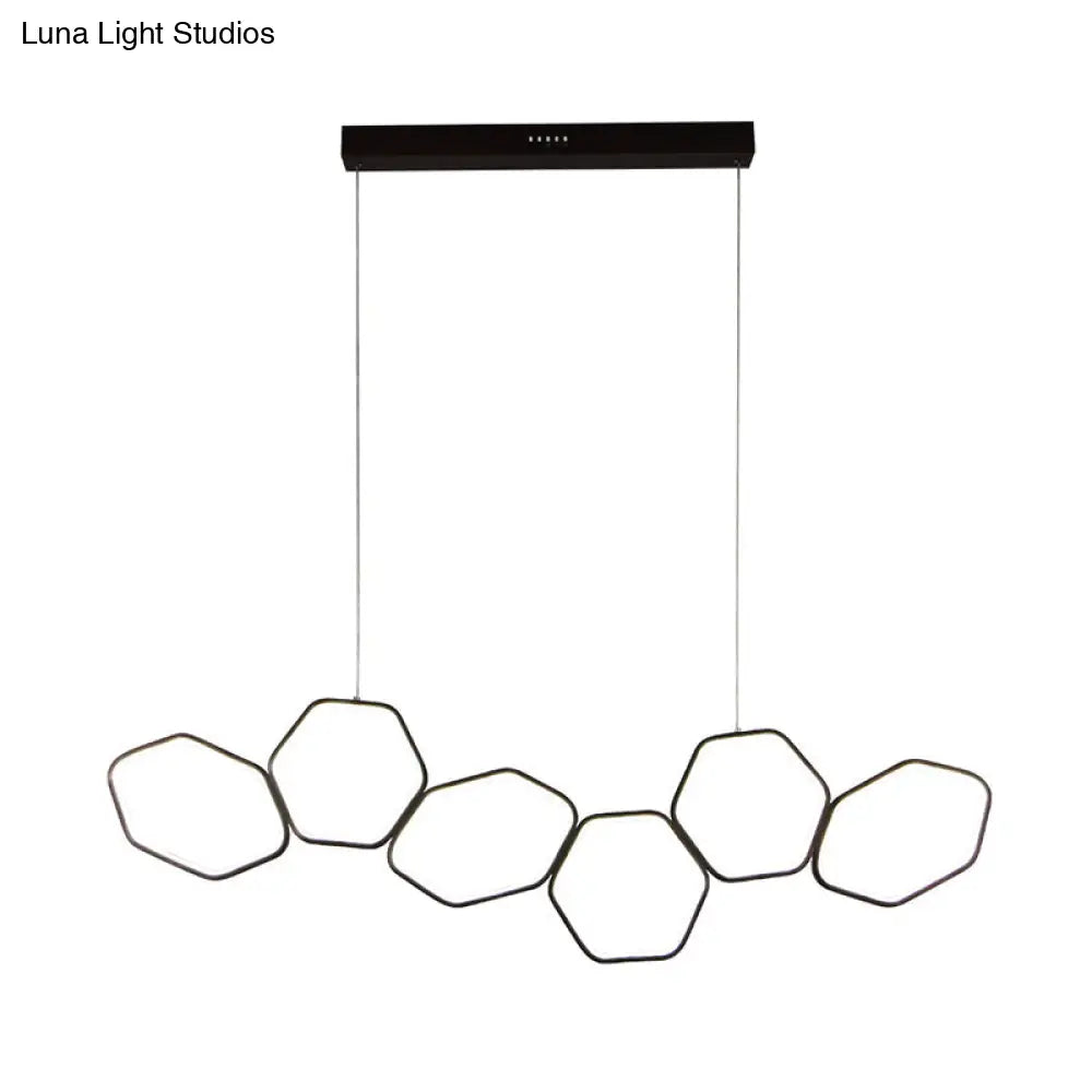 Contemporary Honeycomb Ceiling Chandelier - Metal 6-Light Coffee Suspension Light in Warm/White
