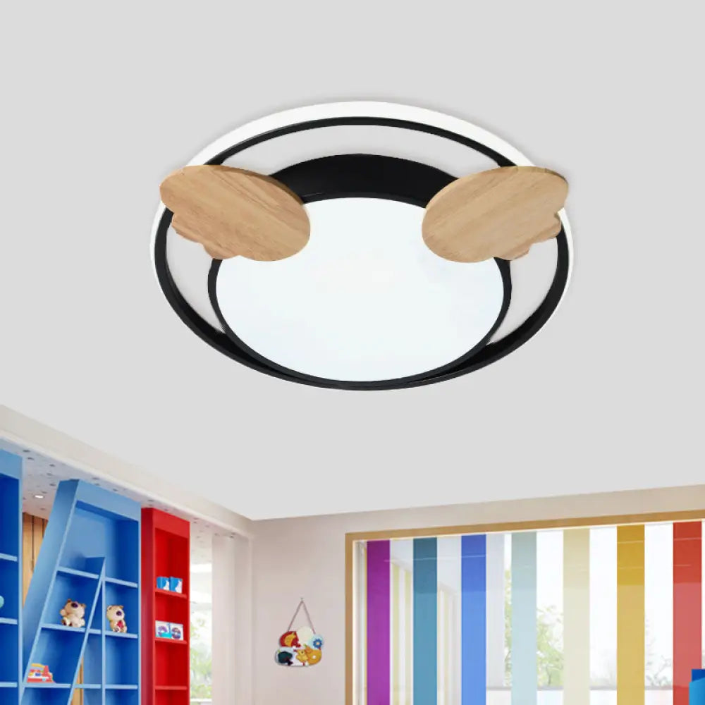 Contemporary Led Bedroom Flush Light With Acrylic Shade & Rainbow Bridge/Windmill/Carrot Décor