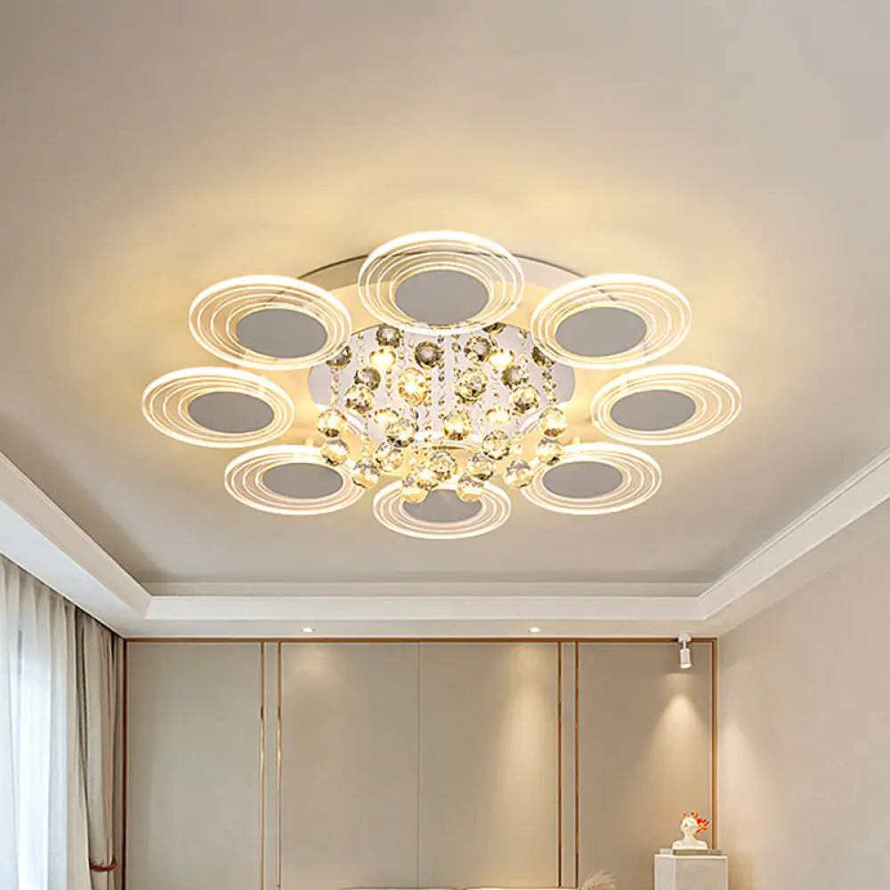 Contemporary Led Crystal Ball Flushmount Ceiling Lamp Wide 25.5’/31.5’ - Perfect For Living