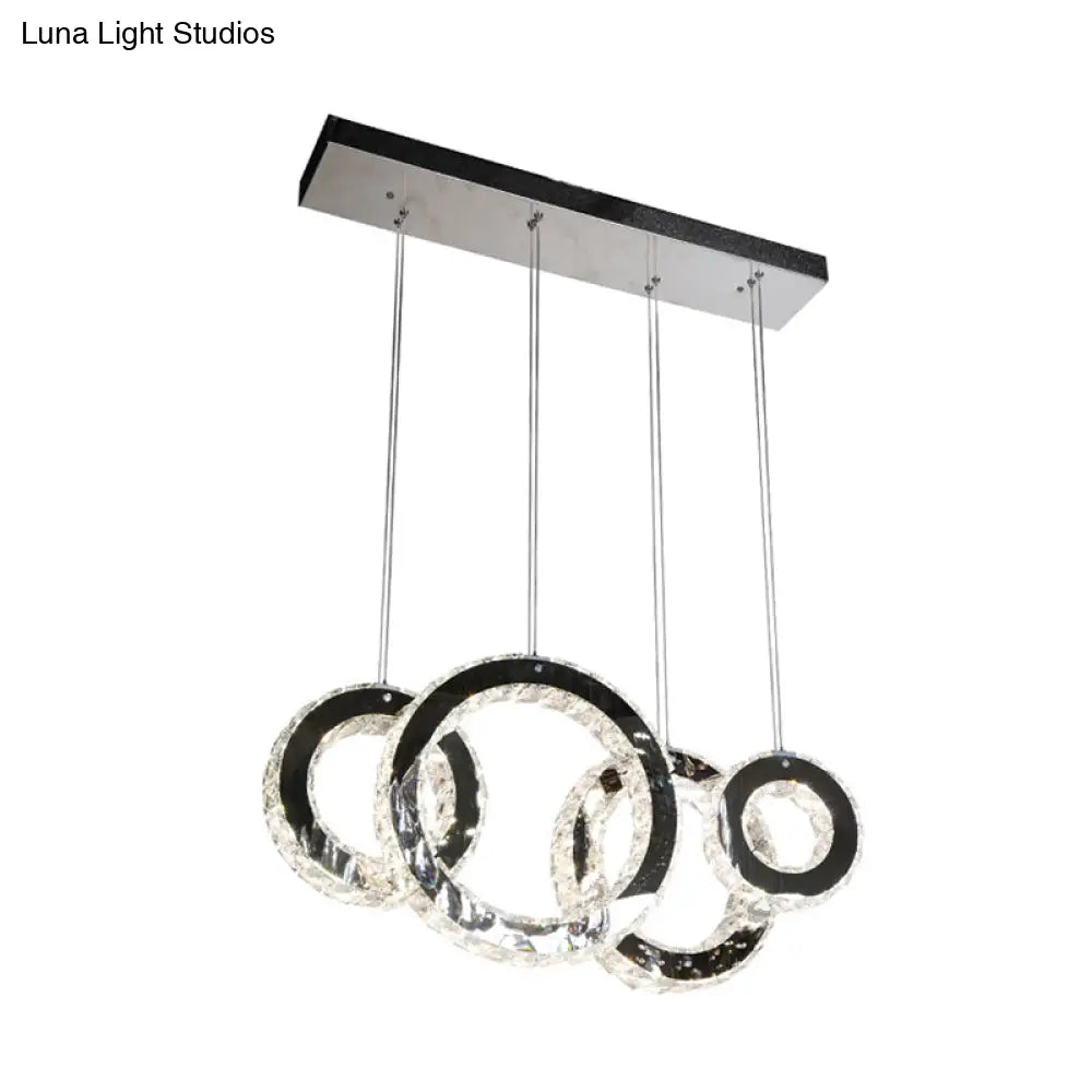 Contemporary Led Crystal Pendant Light - Black Cluster Design For Living Room