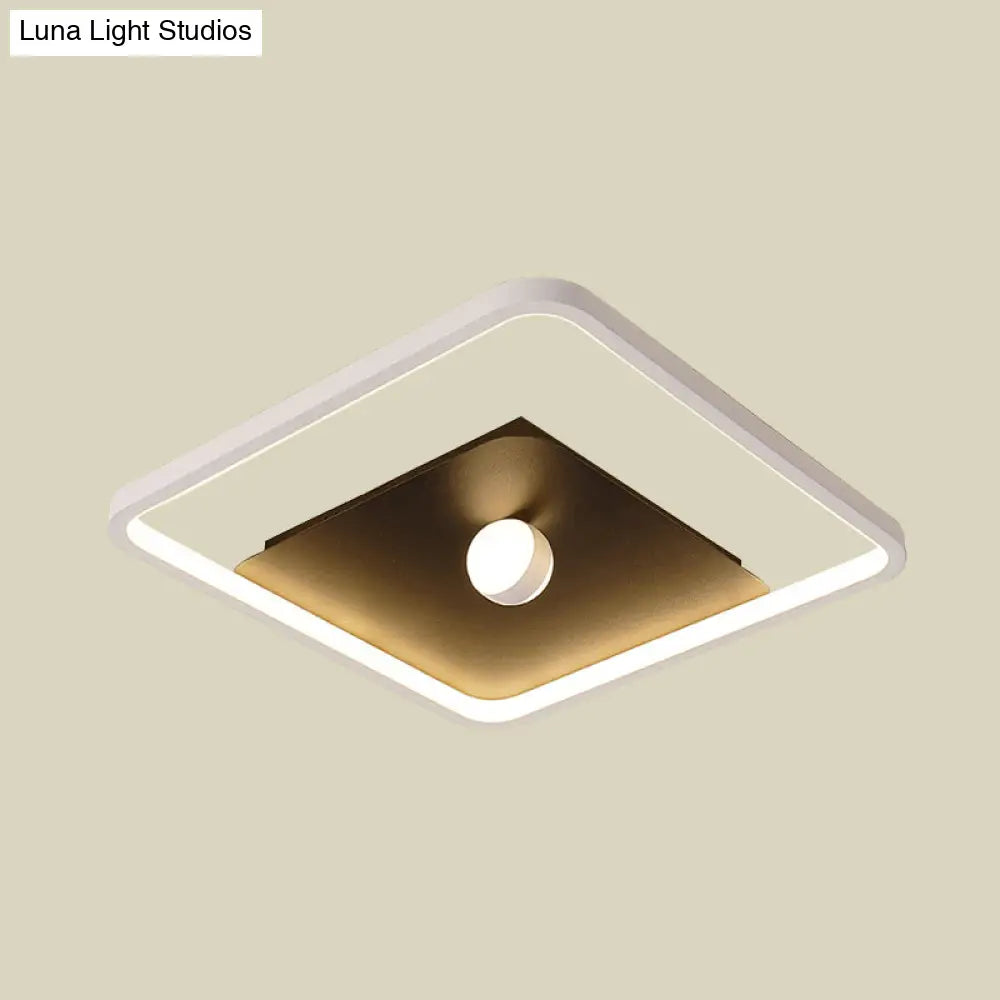 Contemporary Led Square Flush Mount Ceiling Light In Black And White