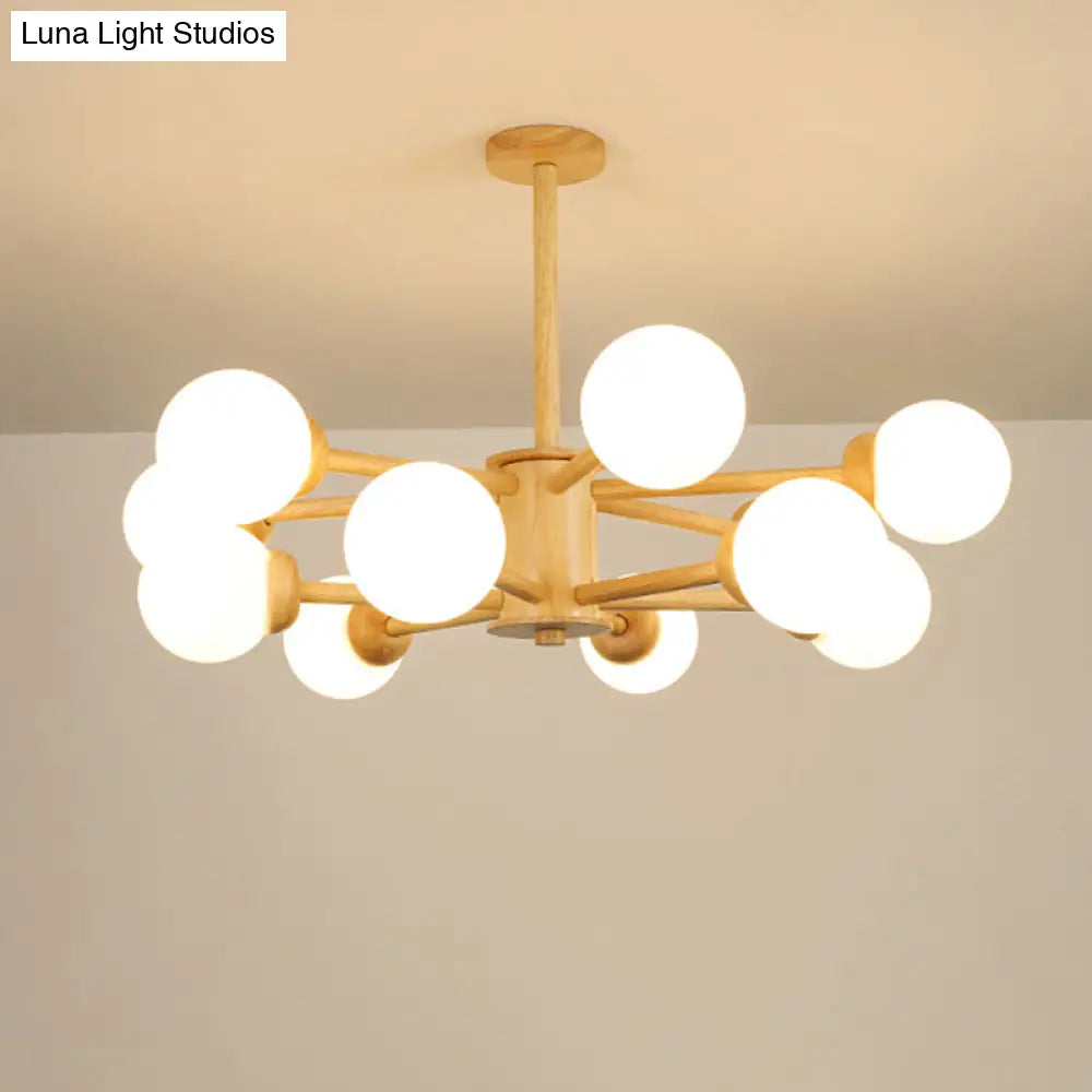 Contemporary Led Wooden Chandelier For Living Room Ceiling