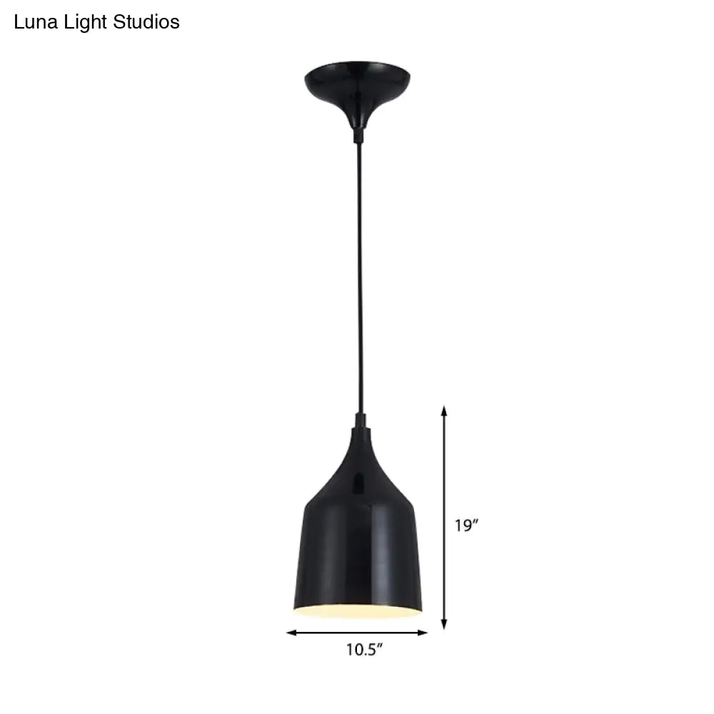 Contemporary Metal Bell Ceiling Hanging Light - Adjustable 1 Pendant In White/Black