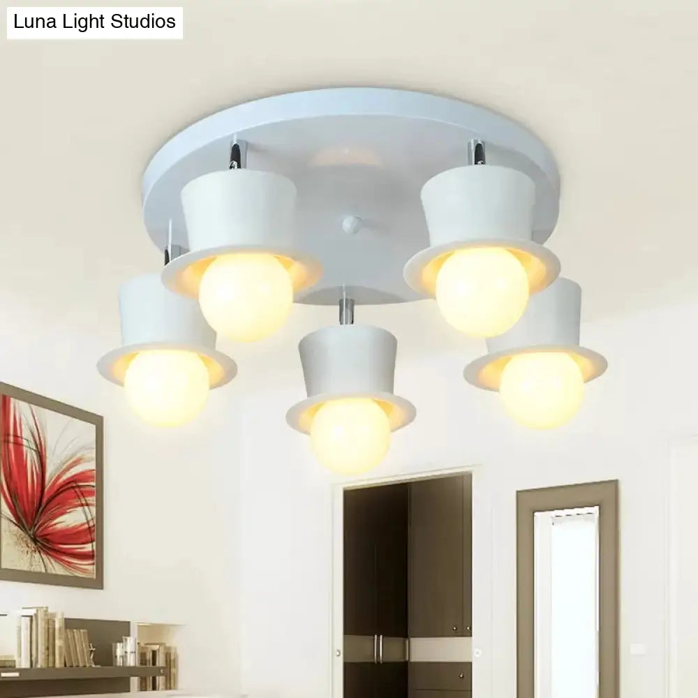 Contemporary Rotatable Ceiling Lamp In White For Boys’ Bedroom