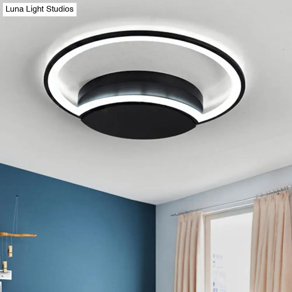 Contemporary Round Acrylic Flush Mount Ceiling Light For Living Room Décor Black / 16 Warm