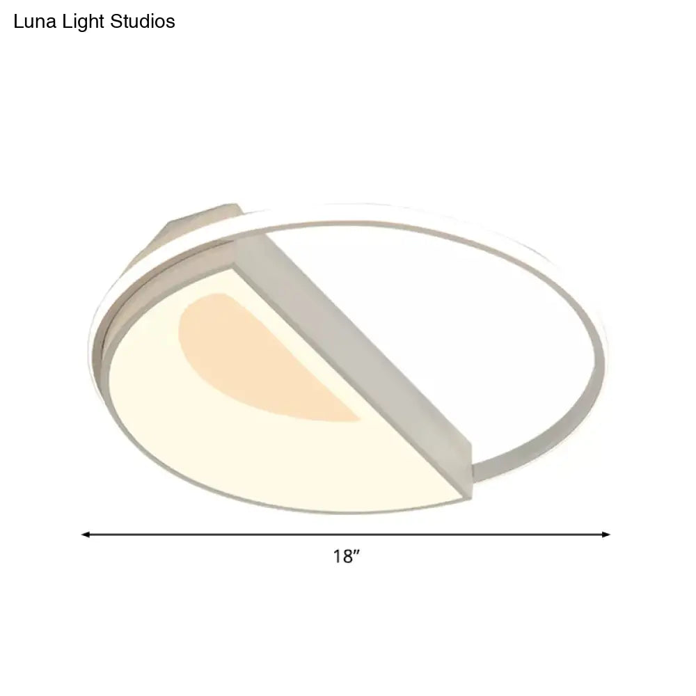 Contemporary Round Acrylic Flush Mount Lamp Led 18’/21.5’ Wide White/Pink/Blue For Bedroom In