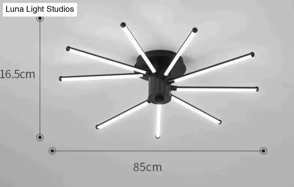 Contemporary Simple Creative Living Room Led Revolving Fireworks Ceiling Black 9 White Light