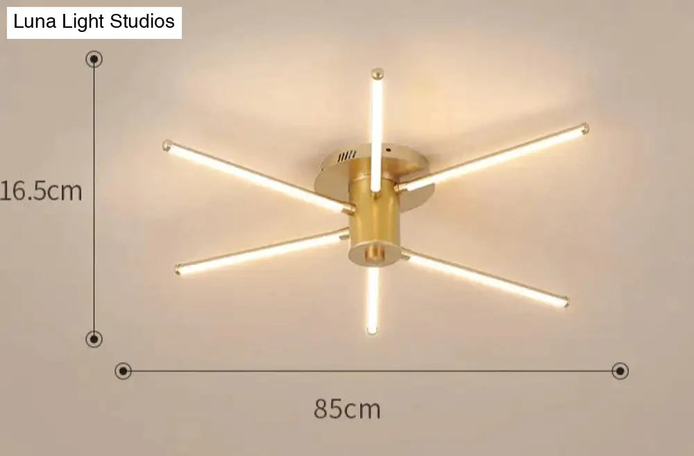 Contemporary Simple Creative Living Room Led Revolving Fireworks Ceiling Golden 6 Stepless