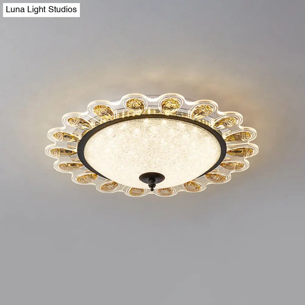 Contemporary Yellow Crystal Flushmount Led Ceiling Light For Drawing Room - 16’/23.5’ Wide