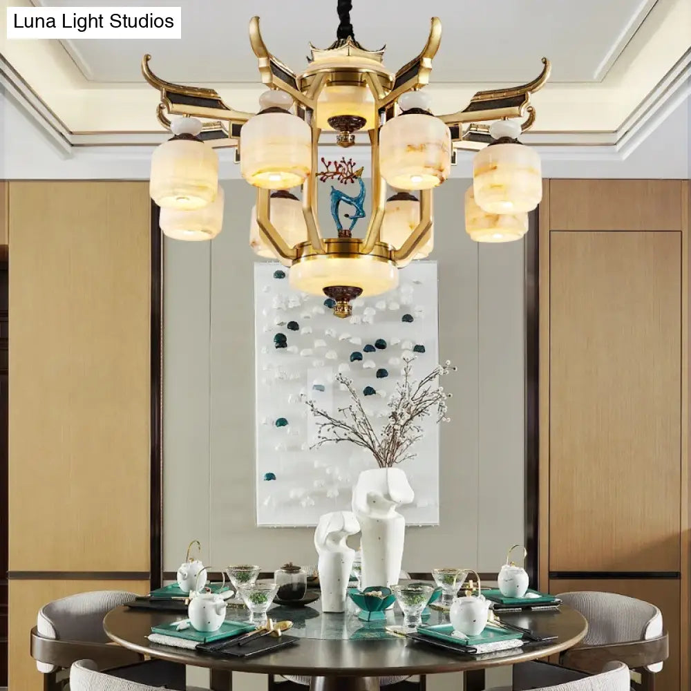 Copper Chandelier with Marble 20+ Lights Remote Control chandelier