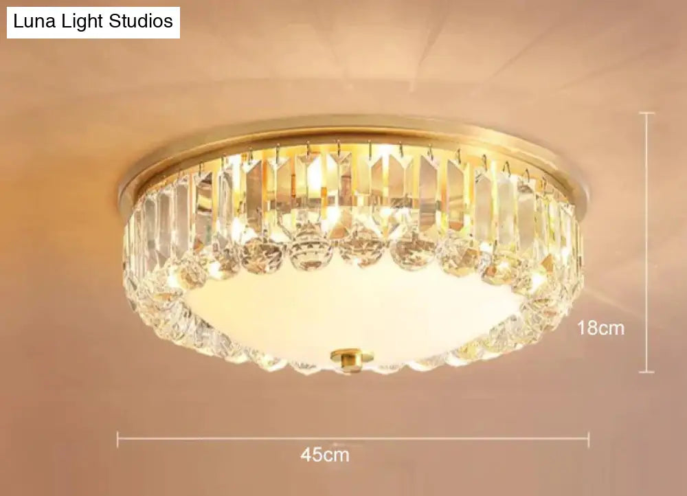 Copper Led Crystal Ceiling Lamp For Bedroom Living Room