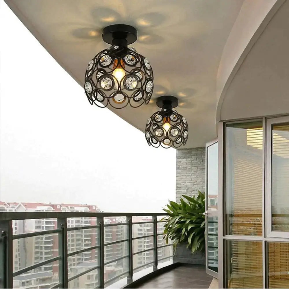 Creative Crystal Minimalist Ceiling Light Single Wall Lamp Bedroom European Iron Crystal Decor
