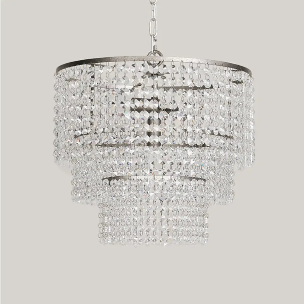 Crystal Layered Ceiling Lighting Chandelier - Elegant Chrome Entryway Fixture / Medium