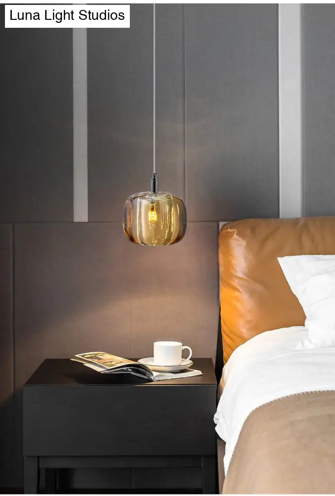 Crystal Melon Dining Room Pendant Light: Postmodern Minimalist Hanging Lamp Kit