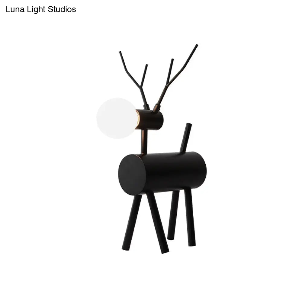 Cursa - Black Metal Deer Nightstand Lamp With Plug-In Cord Creative Bedroom