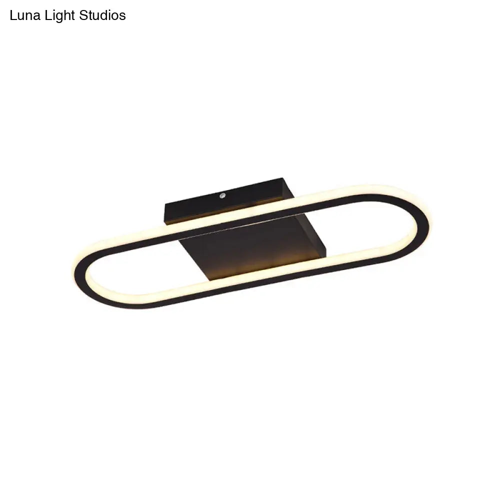 Ellipse Led Ceiling Light - 15’/19’ Metal Flush Mount Simple Black/White Design White/Warm Glow