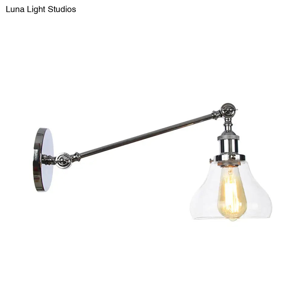 Farmhouse Indoor Sconce With Clear Glass Shade And Adjustable Arm Length