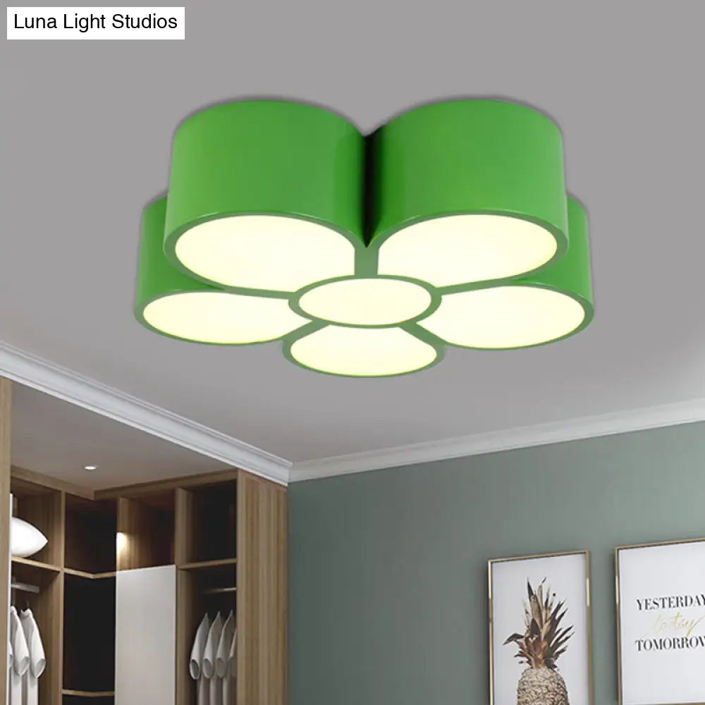 Floral Ceiling Lighting Kids Style Acrylic Led Flush Mount Fixture In Vibrant Colors For Living Room