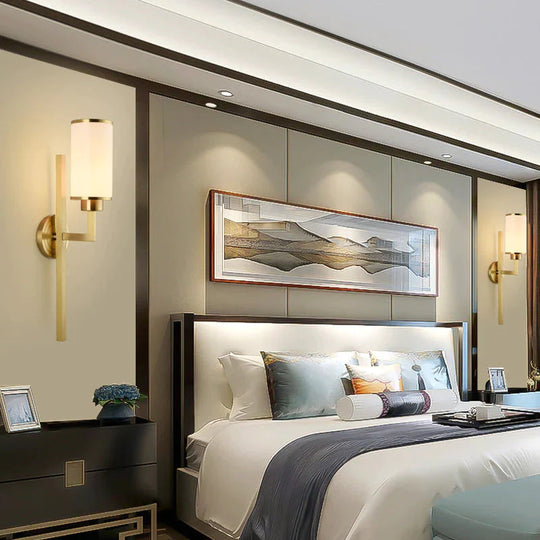 Vollkupfer-Wandleuchte, einfache klassische Schlafzimmer-LED-Kopf-TV-Hintergrundwand-Treppenhaus-Kupfer-Wandleuchte