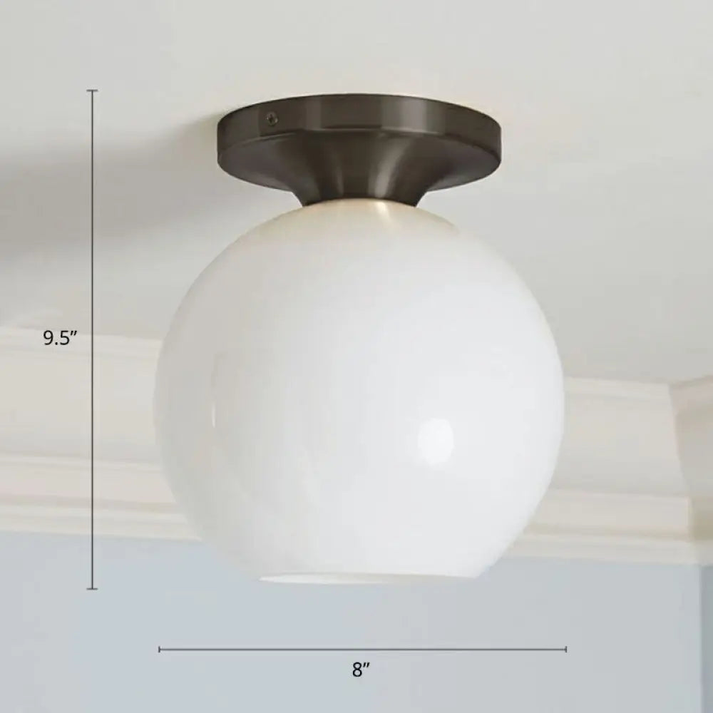Geometric Glass Flushmount Light - Sleek And Simple Ceiling Fixture For Balcony More Black / E