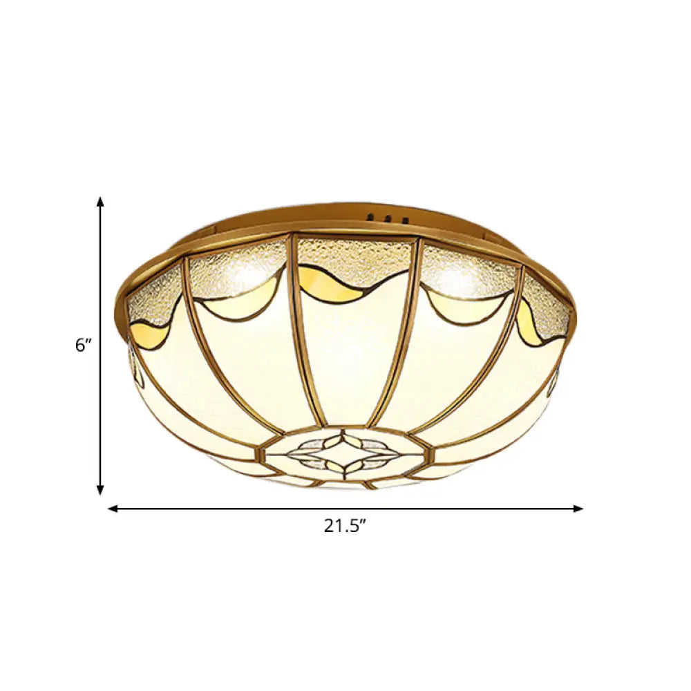 Gold 4/5 Lights Ceiling Mount Antique Opal Glass Flush Light Fixture 18/21.5 W For Bedroom With