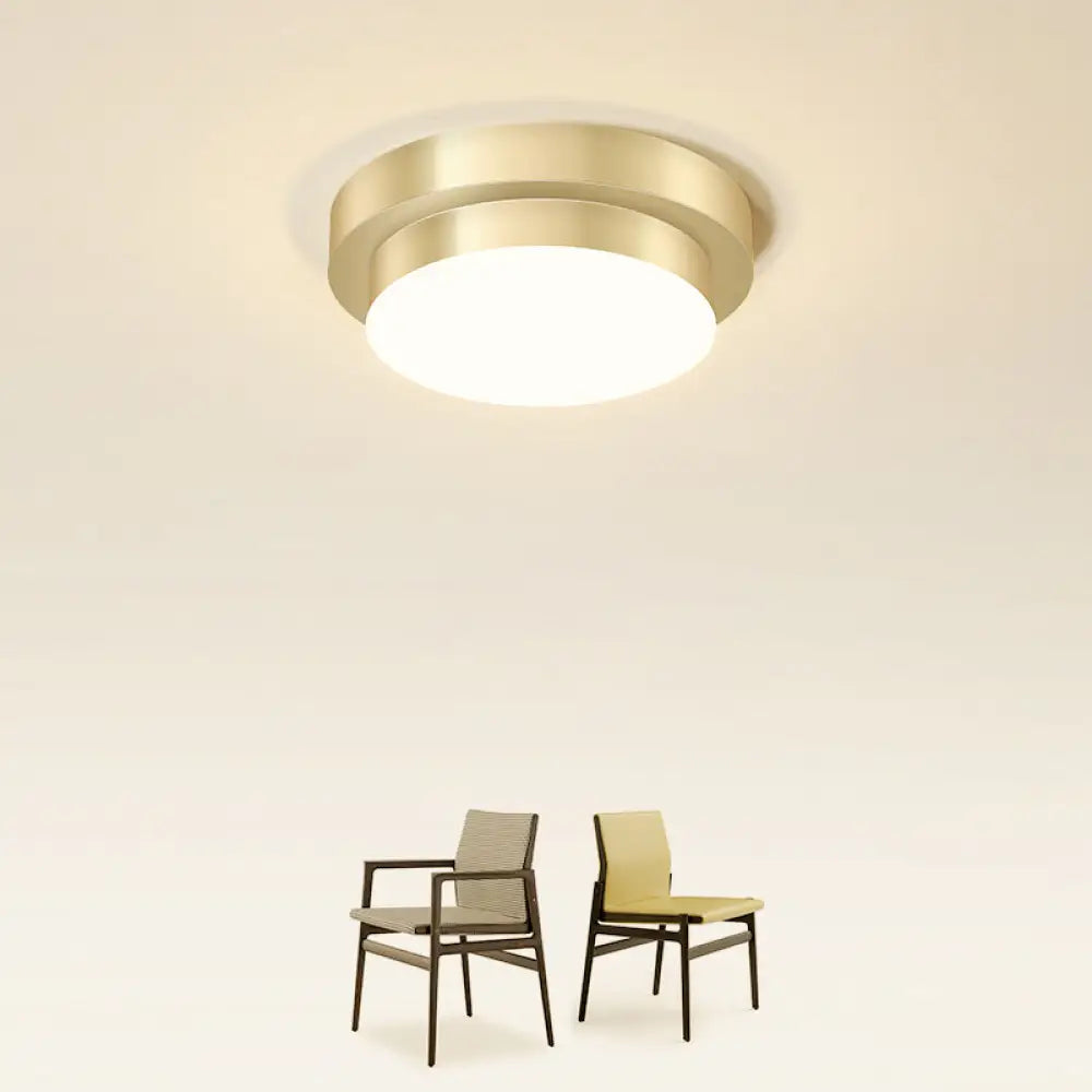 Gold Geometric Led Aisle Ceiling Light: Simple Metal Flush Mount