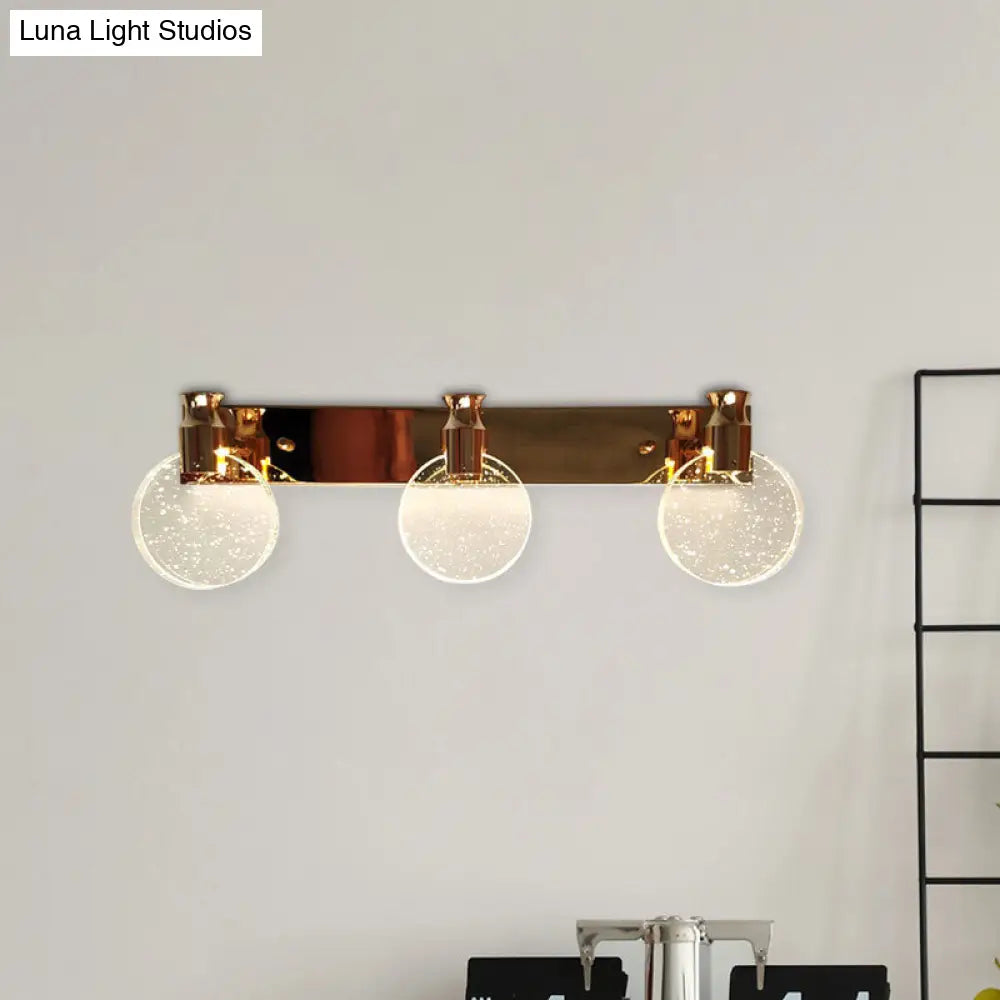 Gold Led Beveled Crystal Circle Wall Vanity Light For Minimalist Bathroom Makeup Lighting
